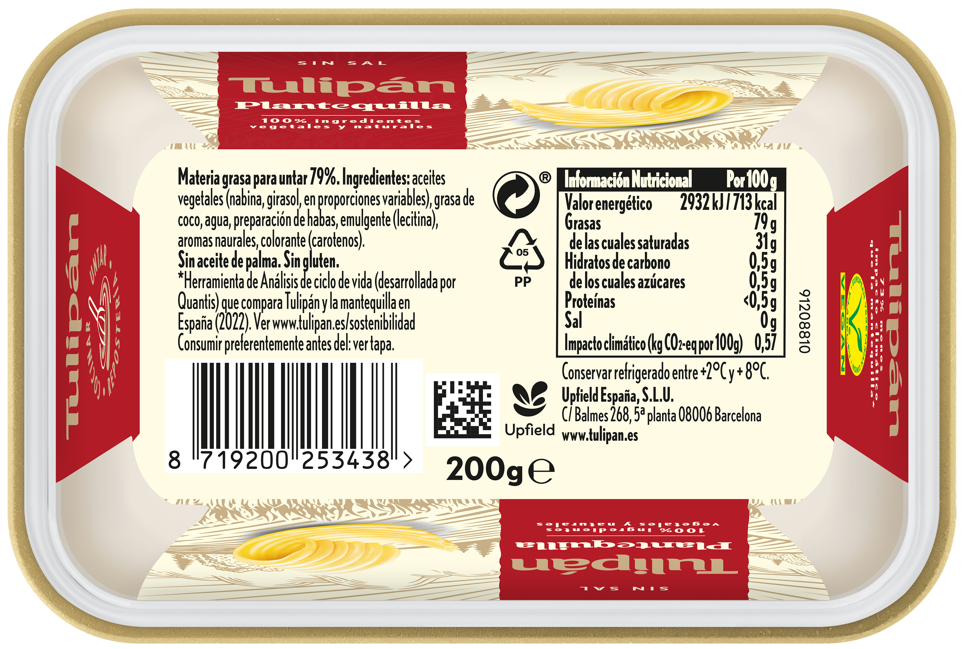 Plantequilla Tulipán sin sal 200g