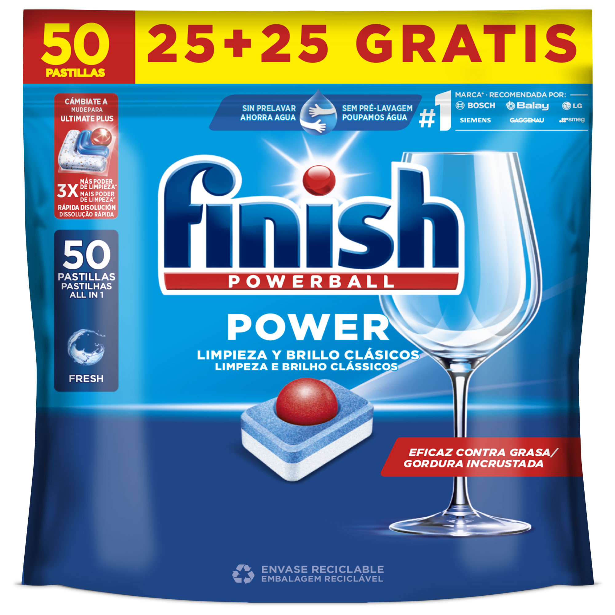 Pastillas del lavavajillas Regular 50 pastillas Finish Powerball Power All in 1