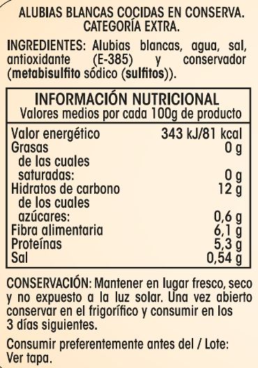 Alubia blanca cocida Alipende 400g