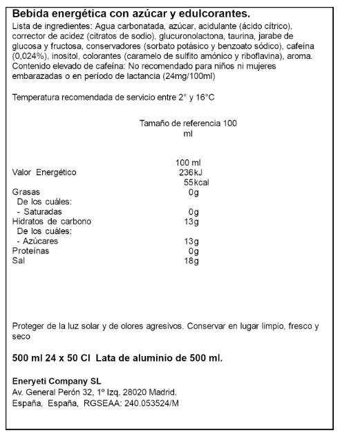 Bebida energética Eneryeti 500ml Lamine