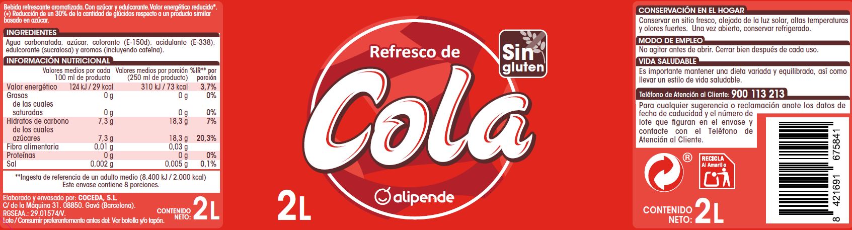 Refresco de cola Alipende botella 2l