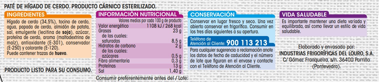 Pate de hígado de cerdo con textura gruesa Alipende pack 3