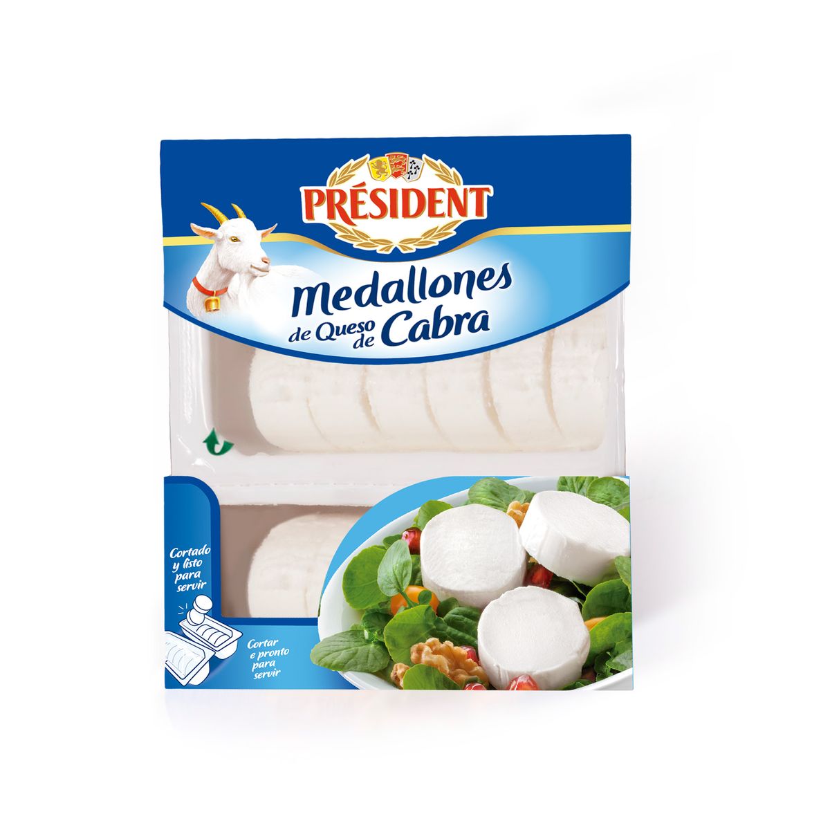 Queso en rulo de cabra ya cortado Président pack 2 de 100g