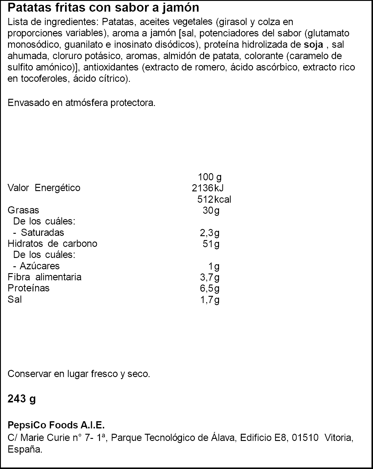 Patatas fritas onduladas sabor jamón Ruffles 243g