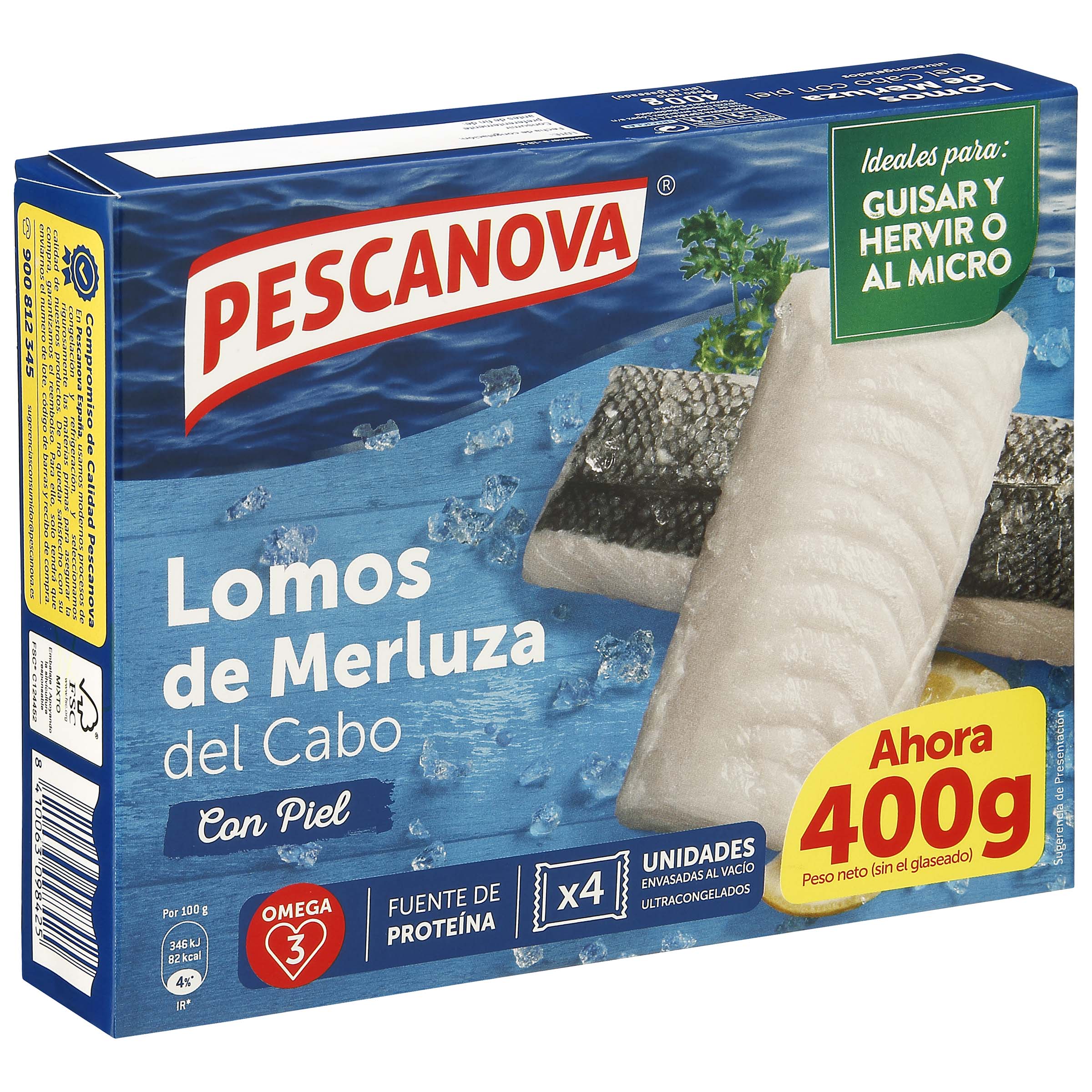 Merluza lomos Pescanova 400g