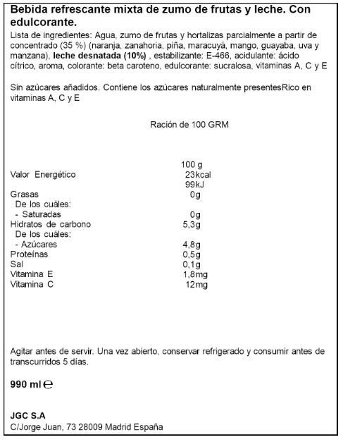 Fruta y leche sin azúcares añadidos multifruta Don Simon