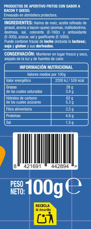Snack de maíz conos Alipende 100g sabor a bacon&queso