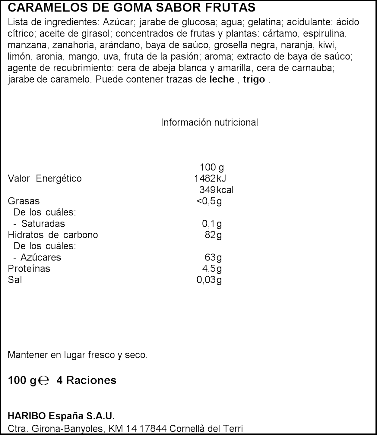Golosina tropifrutti Haribo 100g