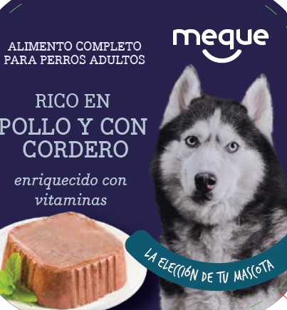 Comida húmeda perro Meque rico en pollo con cordero 300g