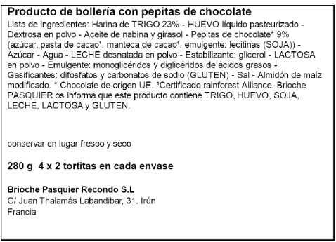 Tortitas con pepitas de chocolate Pasquier 280g