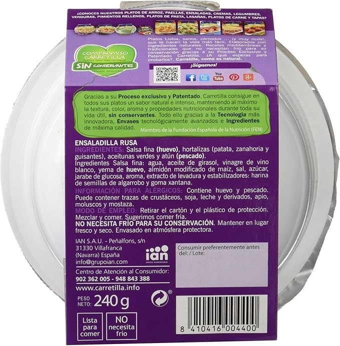 Ensaladilla rusa sin gluten Carretilla 240g