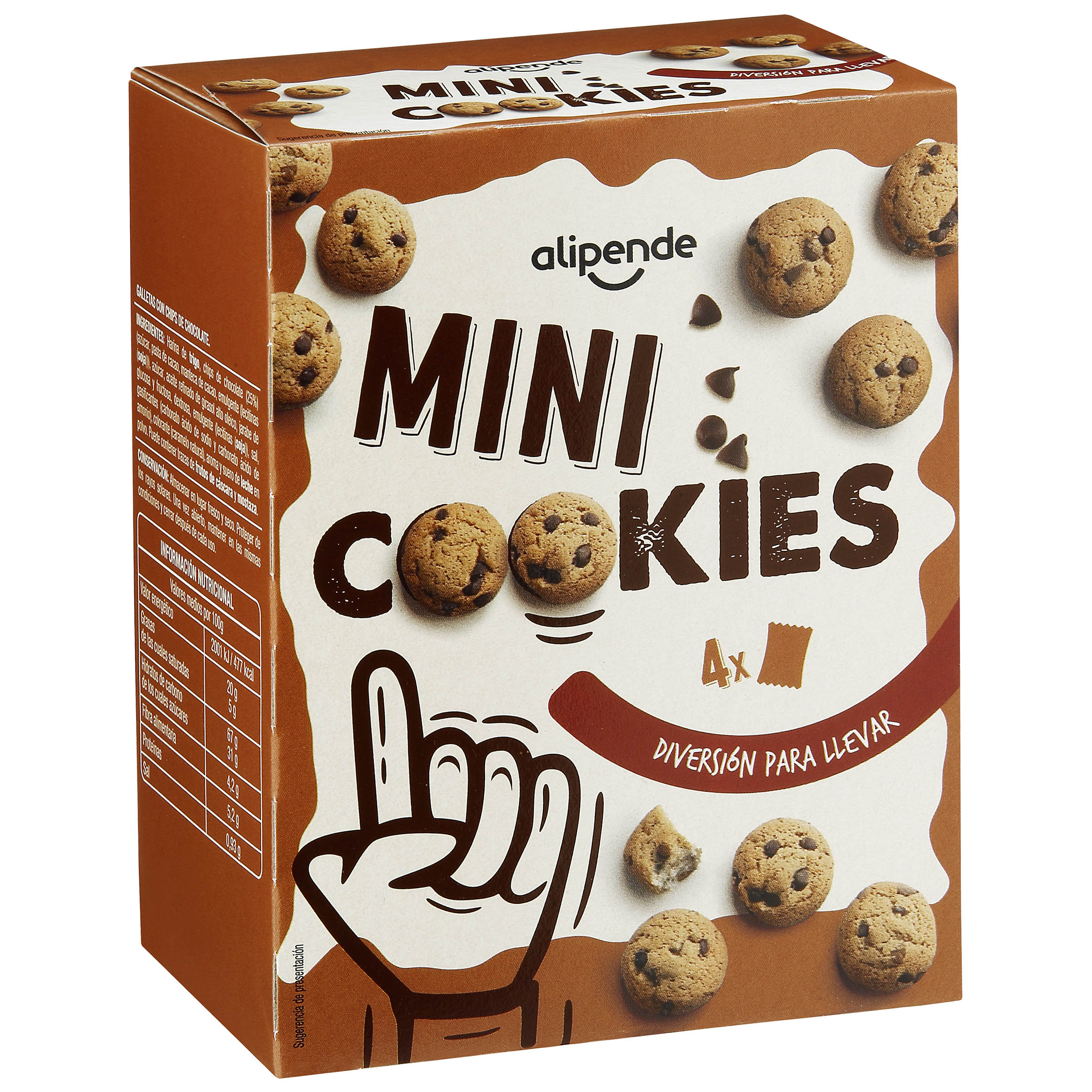 Galleta mini cookies con pepitas de chocolate Alipende 160g