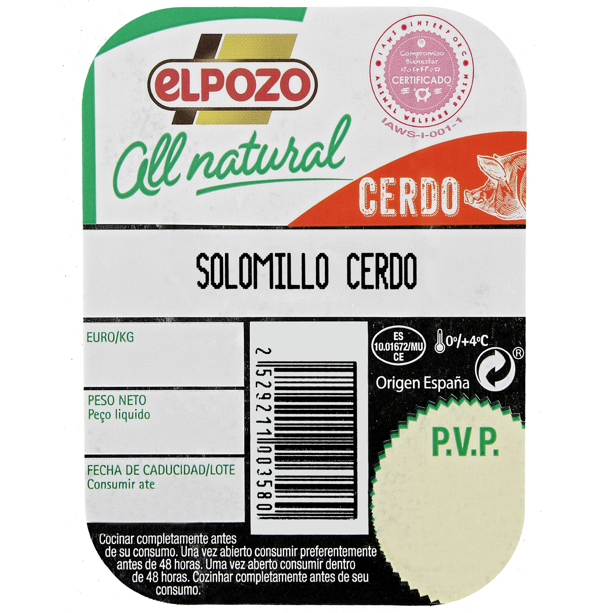 Solomillo de cerdo ElPozo 500g aproximadamente