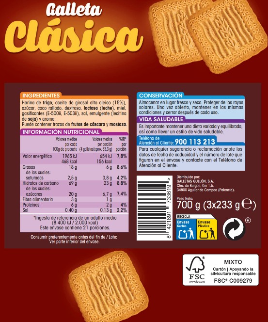 Galleta Alipende 700g clásica
