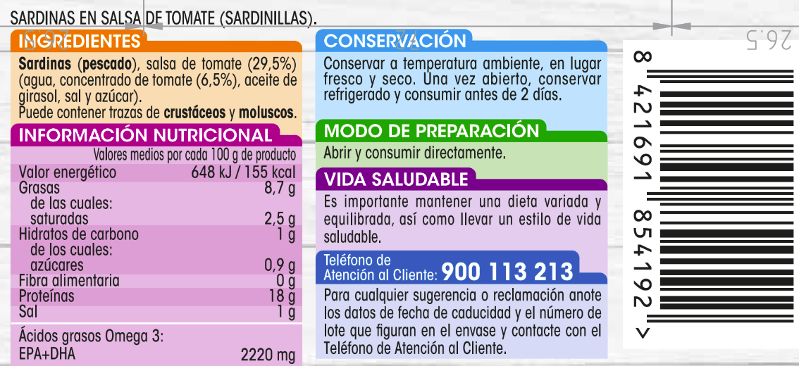Sardinilla en tomate pack de 2 latas Alipende 62g