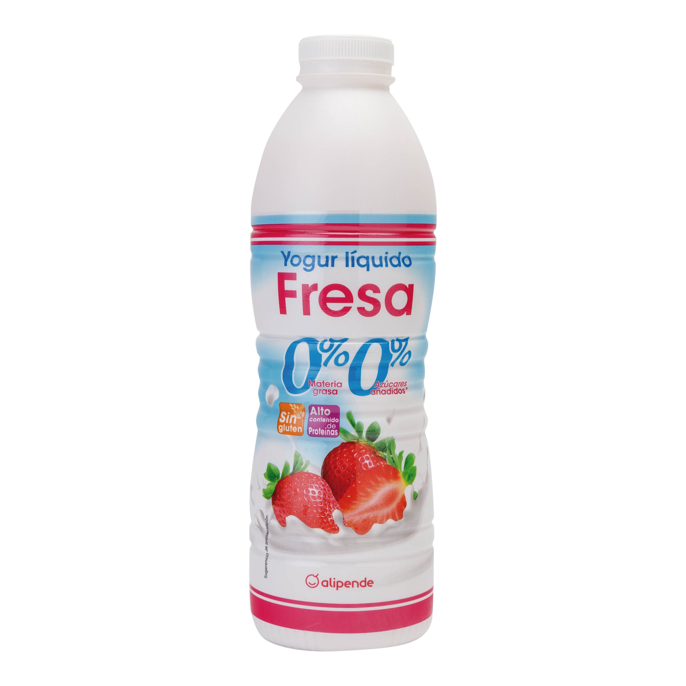 yogur líquido con fresa desnatado 0% m.g. 0% azúcares añadidos sin gluten