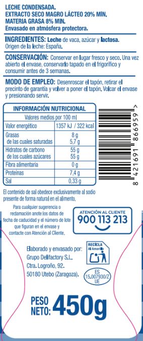 Leche condensada sirvefacil Alipende 450g