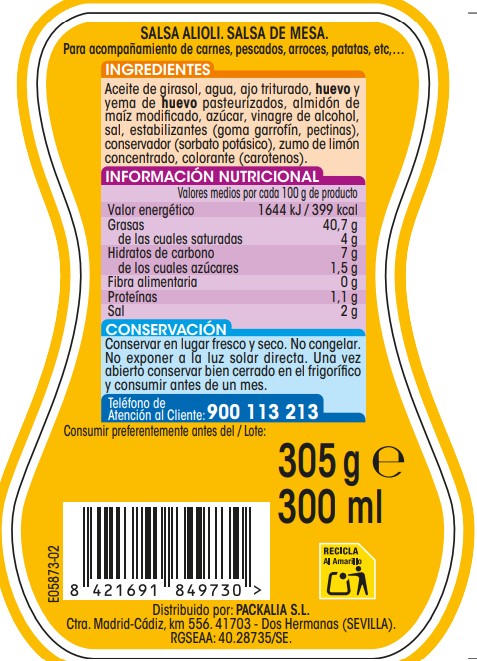 Salsa Alipende 300ml ali-oli