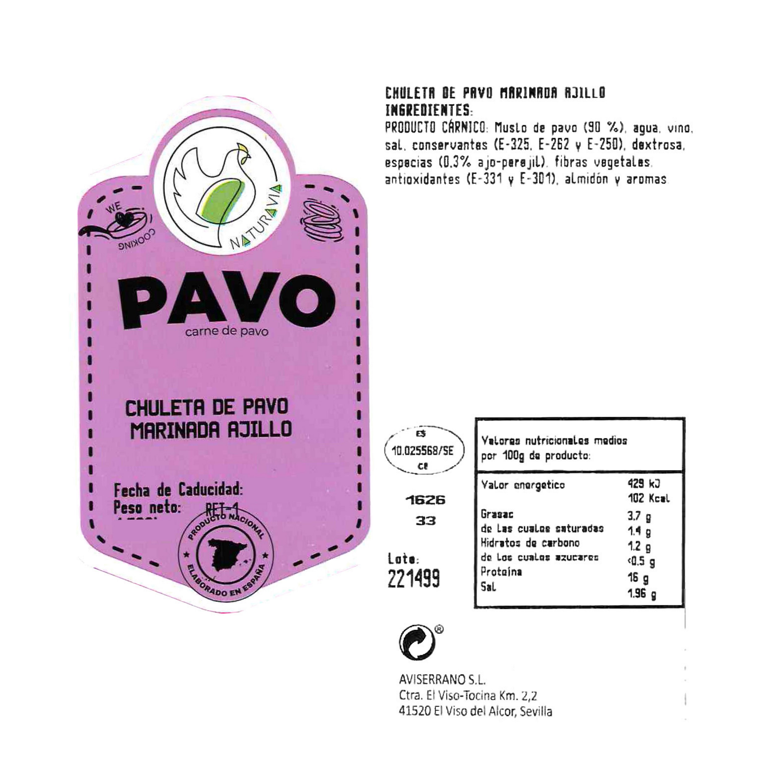 Chuletas de pavo al ajillo