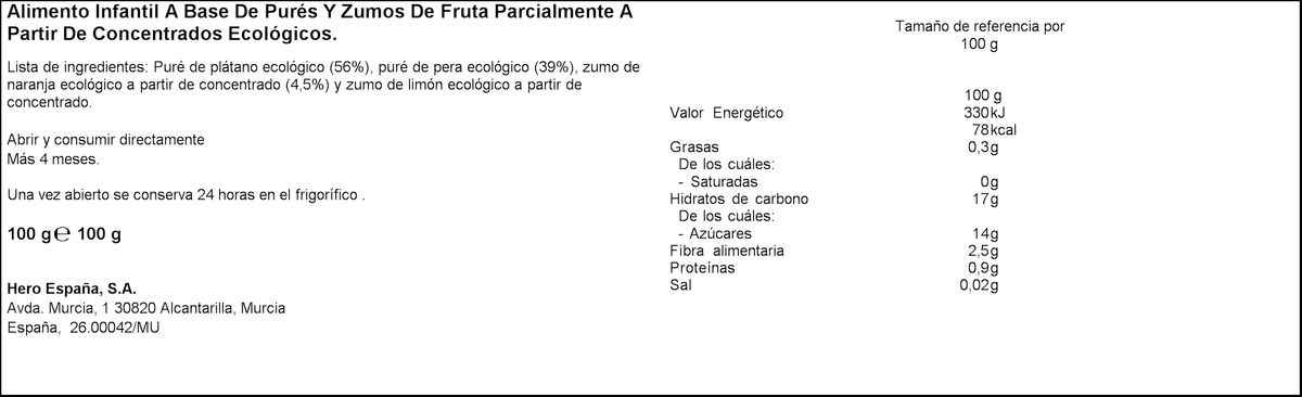 Pouch Hero solo eco frutas desde 4meses 100g