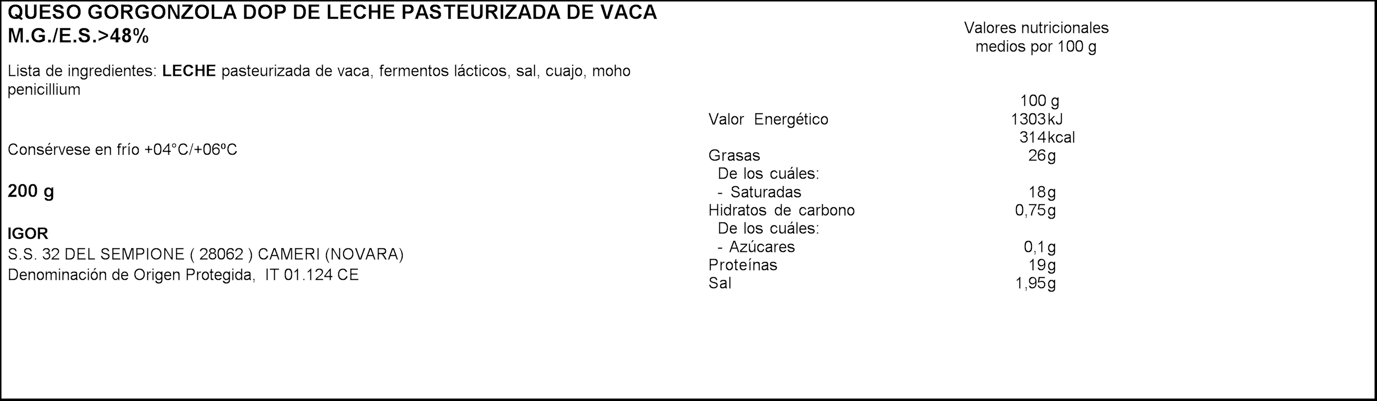 Queso gorgonzola Igor pieza 200g