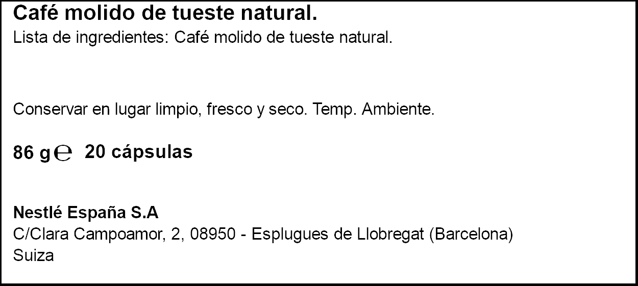 Cápsulas de café roastery medium roast Int. 7 maquinas Nespresso Nescafé 20 cápsulas