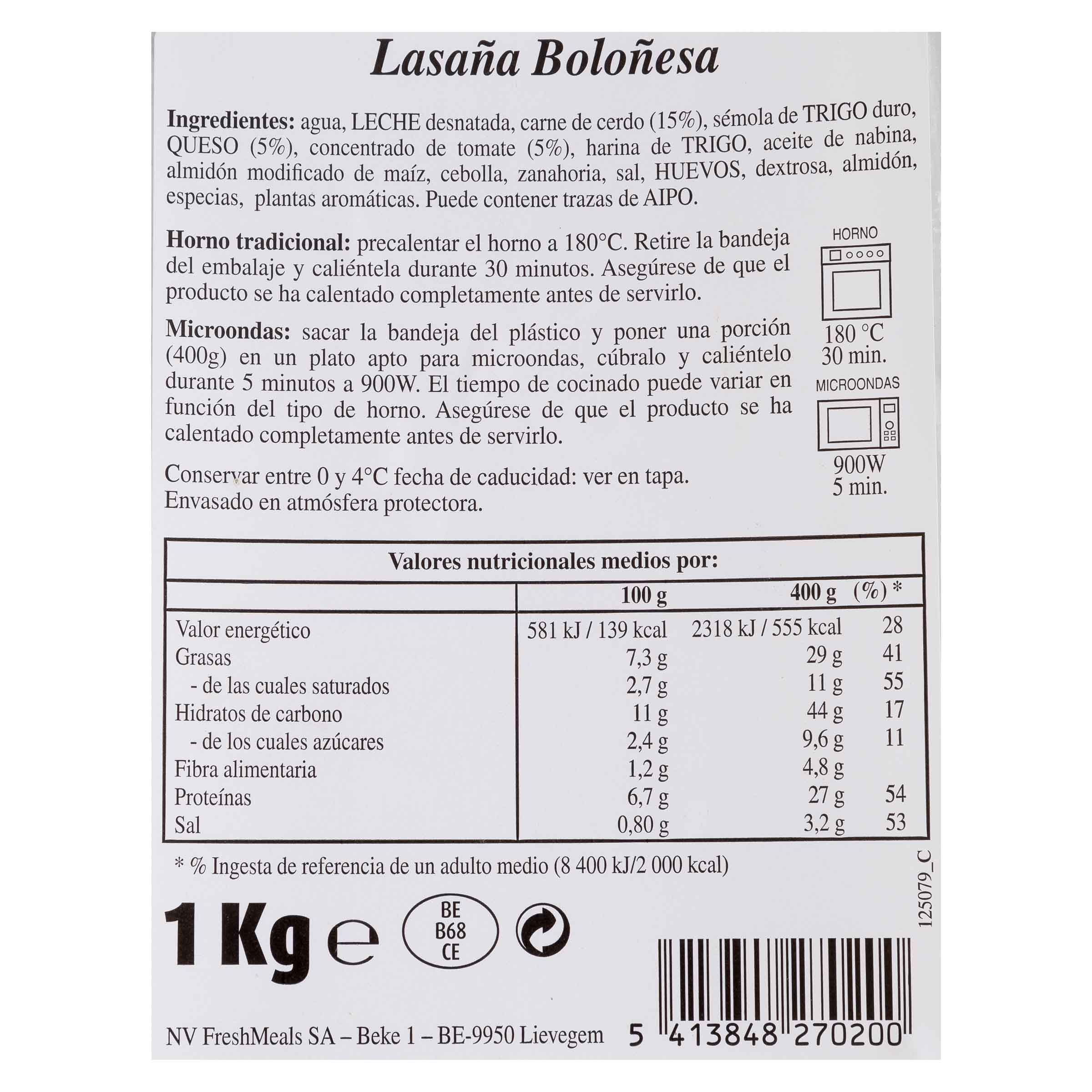 Lasaña boloñesa Pronto 1kg