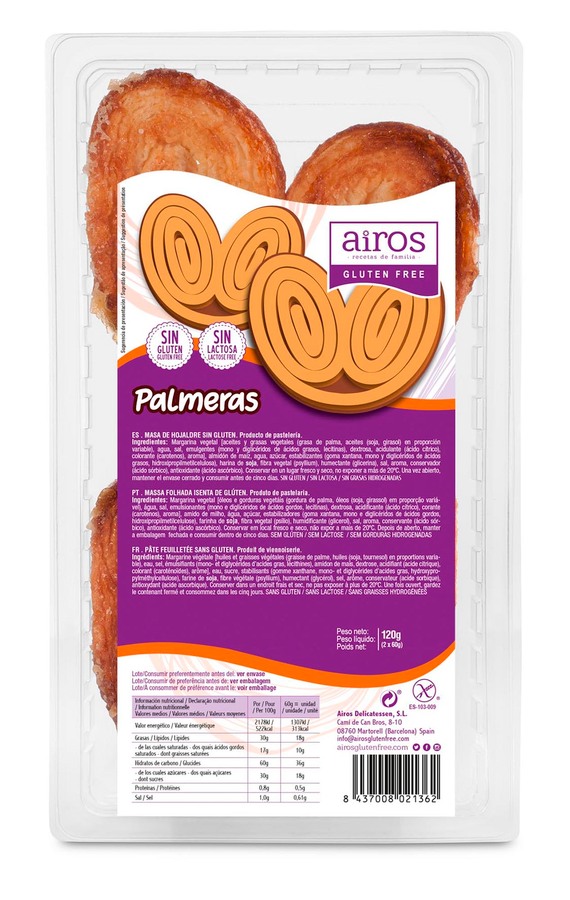 Palmera Airos 120g sin gluten