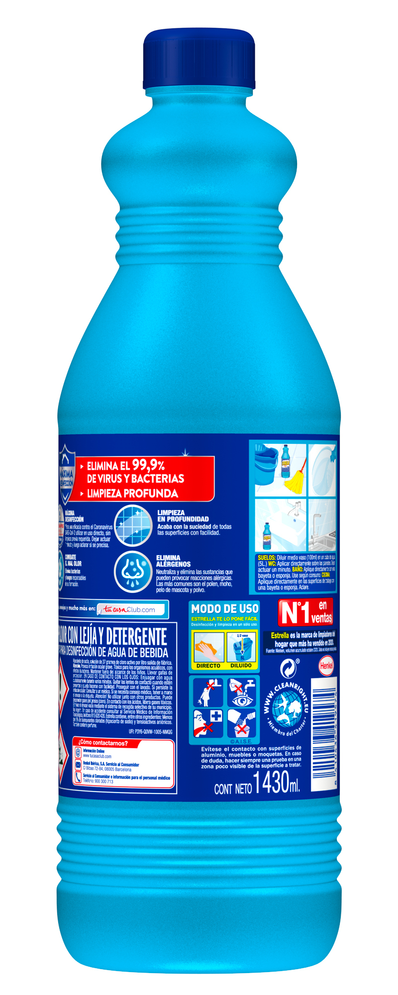 Lejía Estrella 1.43l Azul