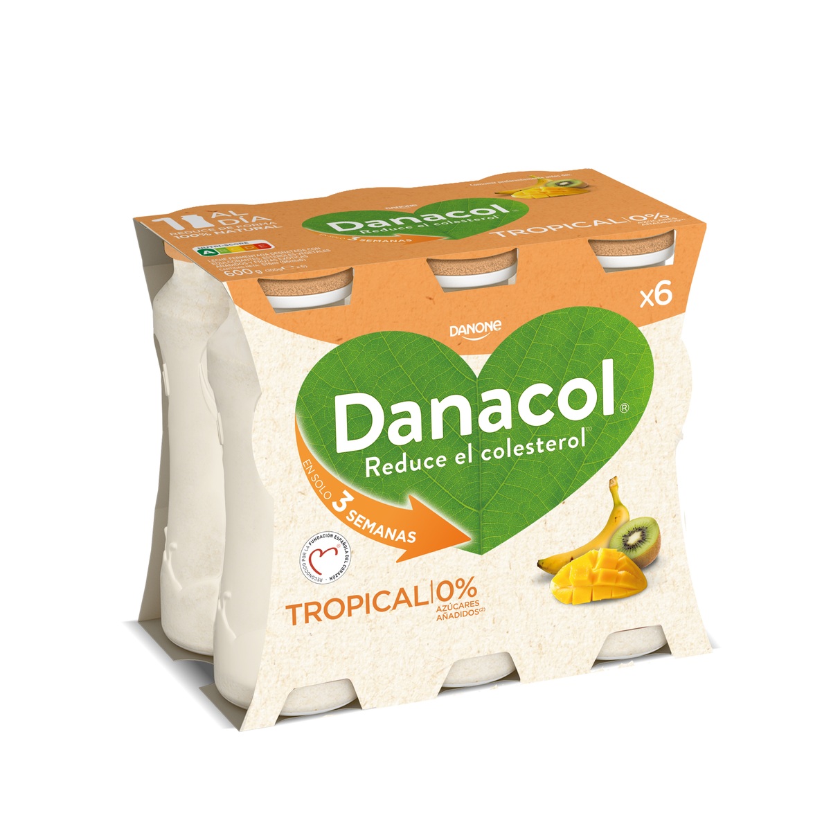 Bebida láctea Danacol colesterol pack 6 tropical