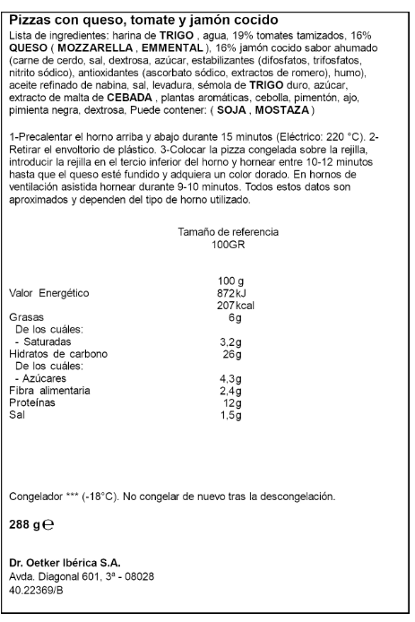 Pizza piccolissima ristorante con prosciutto Dr Oetker 288g