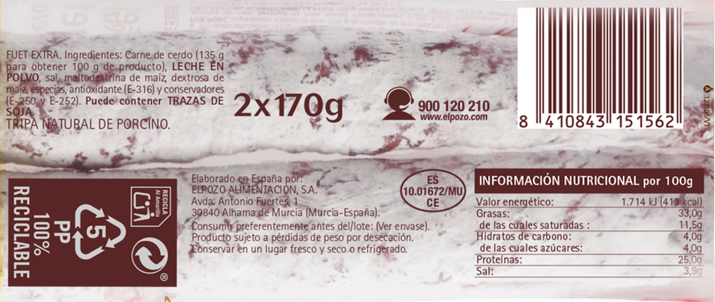 Fuet family ElPozo 2x170gr
