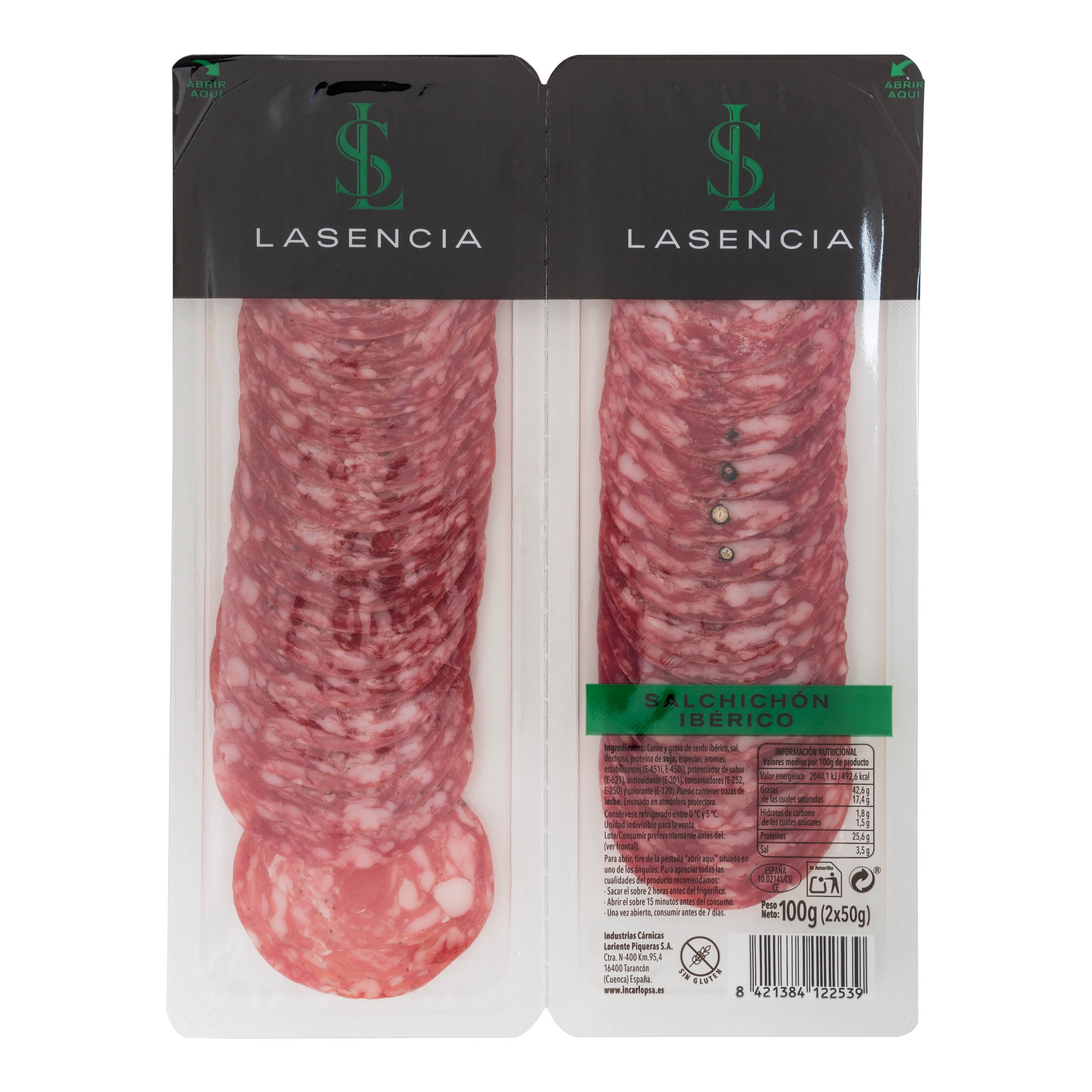 Salchichón ibérico Lasencia pack 2 de 50g