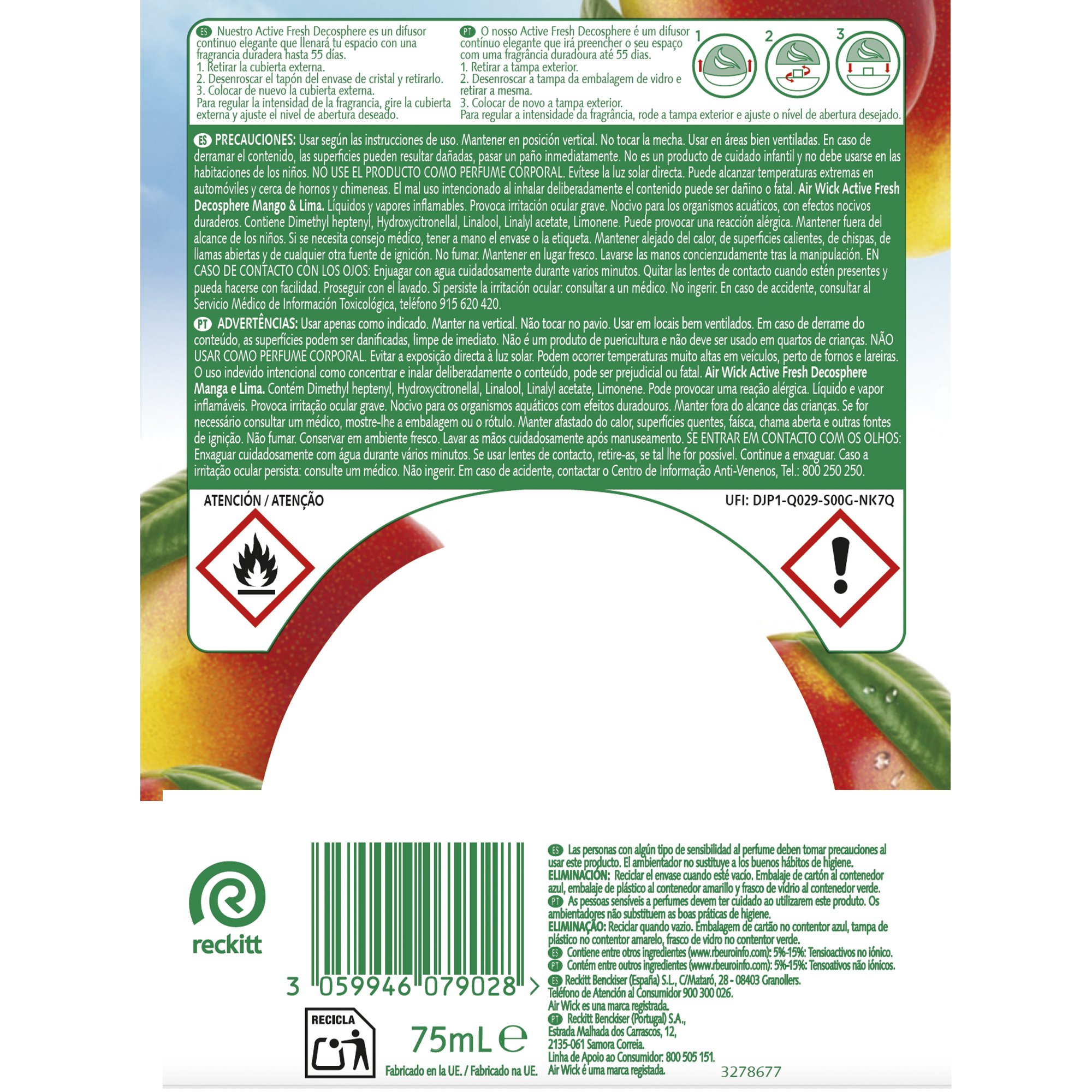 Ambientador Airwick decosphere 75ml mango&lima Ahorramas