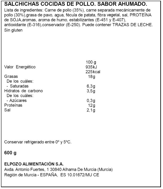 Salchicha Big pollo ElPozo pack 3 x 200g