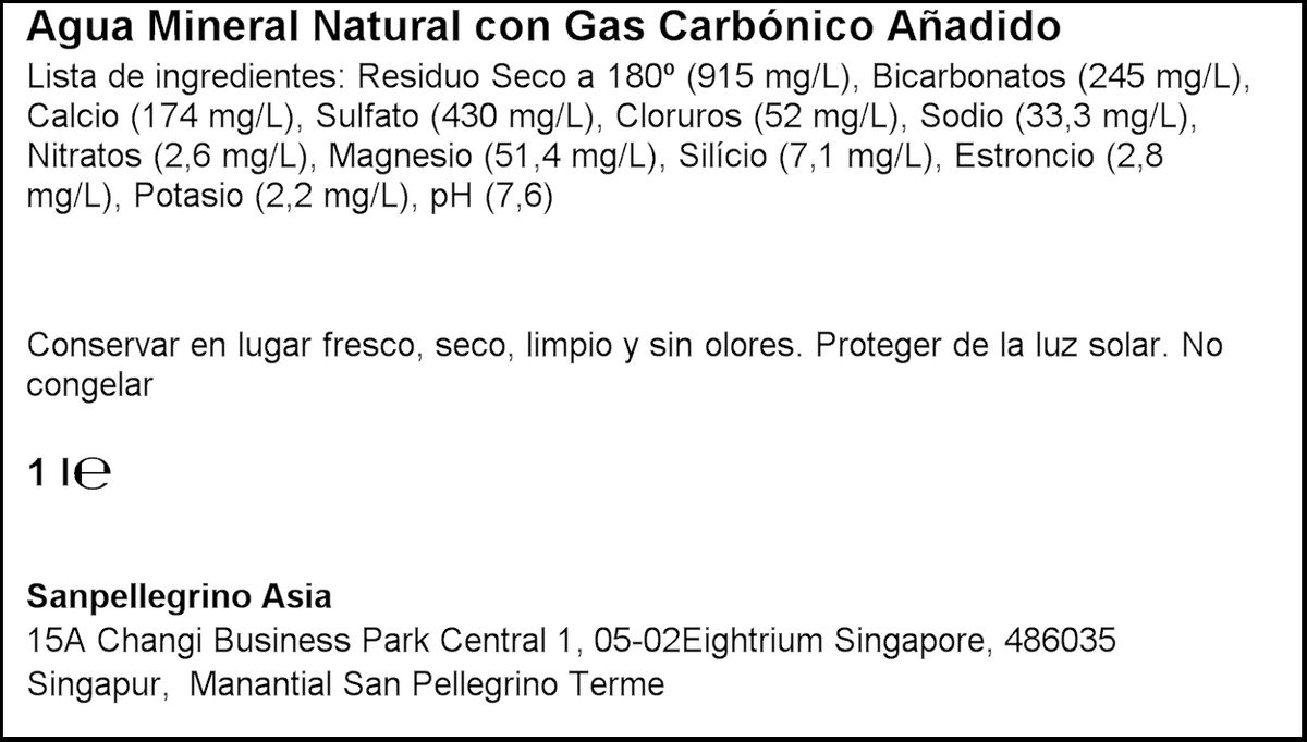 Agua con gas San Pellegrino 1l