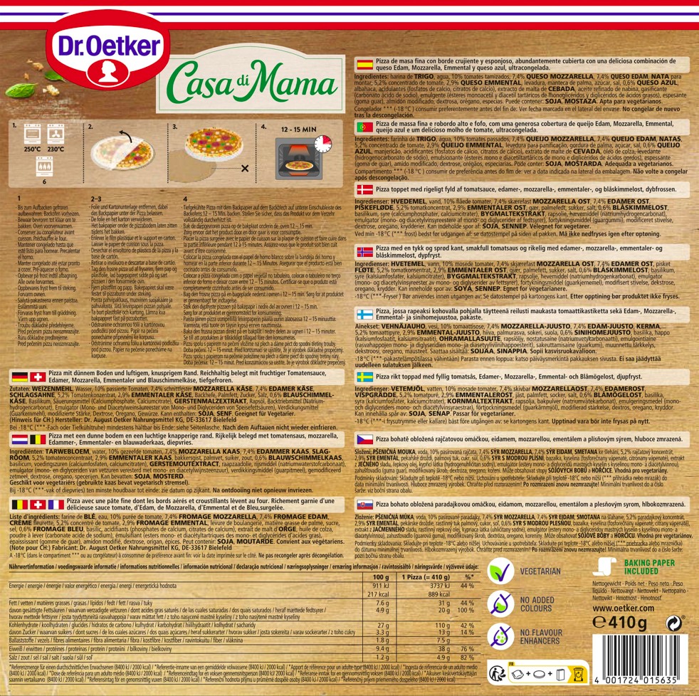 Pizza Casa di Mama Dr Oetker 410g 4 formaggi