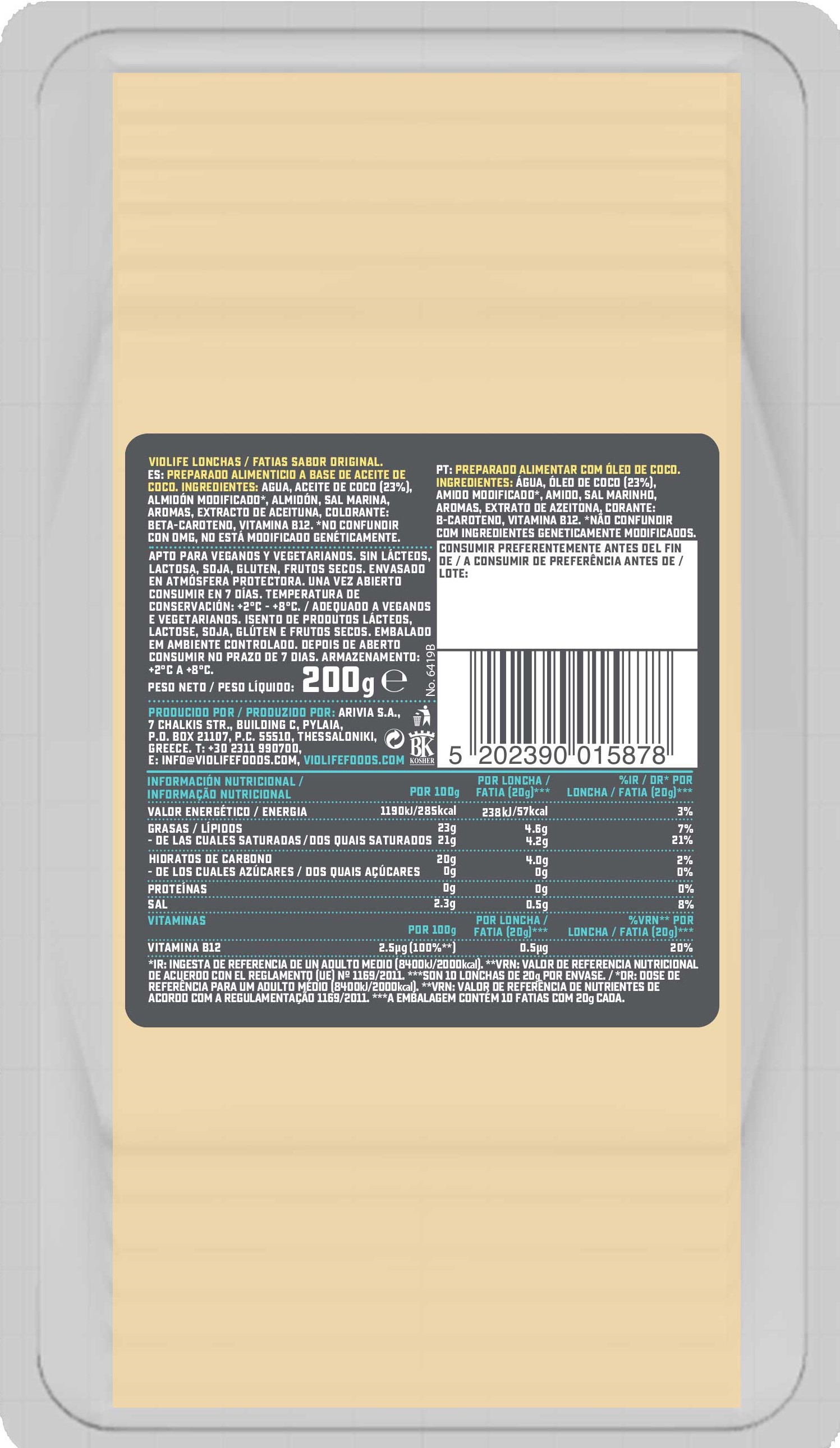 Lonchas veganas sabor queso Violife 200g