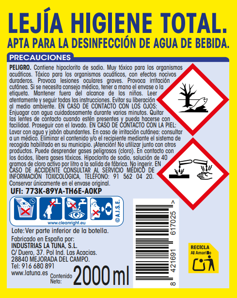 Lejía Lanta 2l higiene total