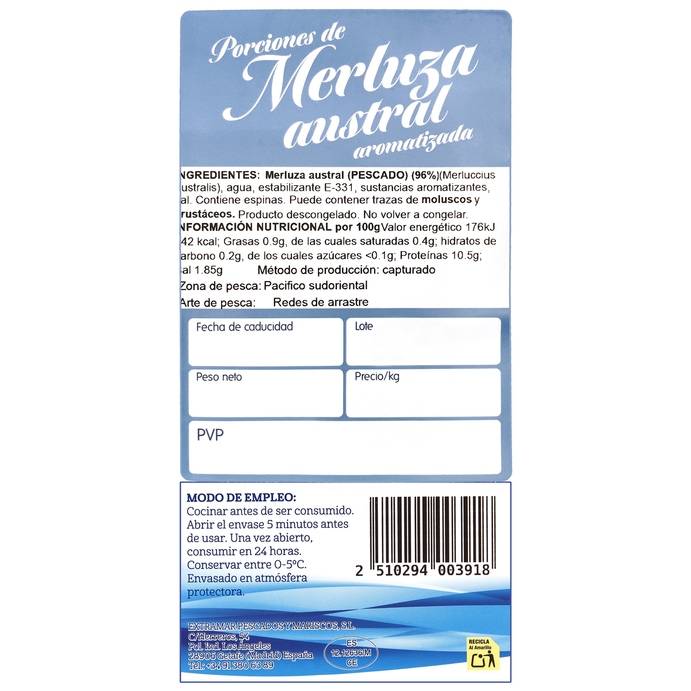 Merluza austral porción en bandeja Gourmar