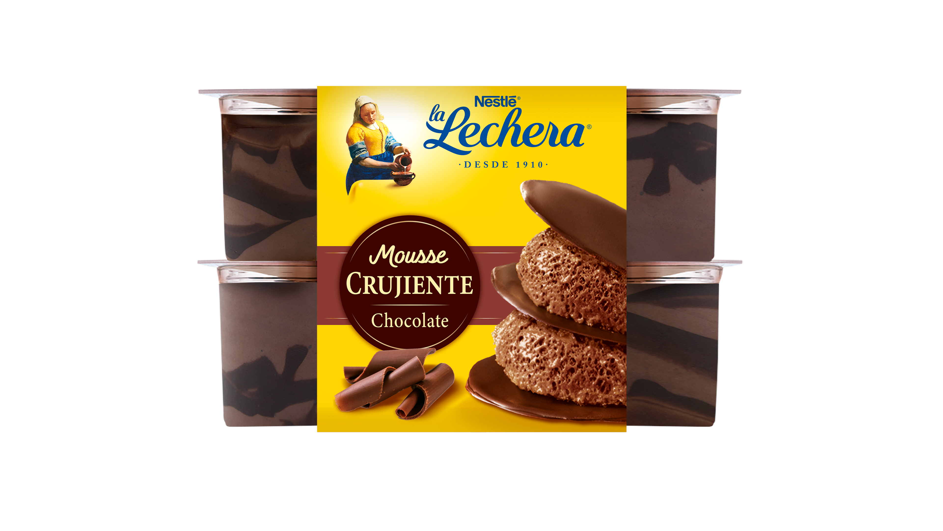Mousse crujiente chocolate La Lechera pack 4