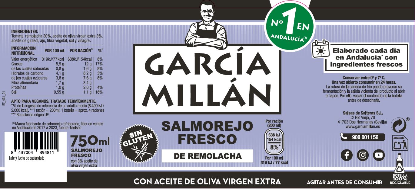 Salmorejo fresco de remolacha García Millán 750ml