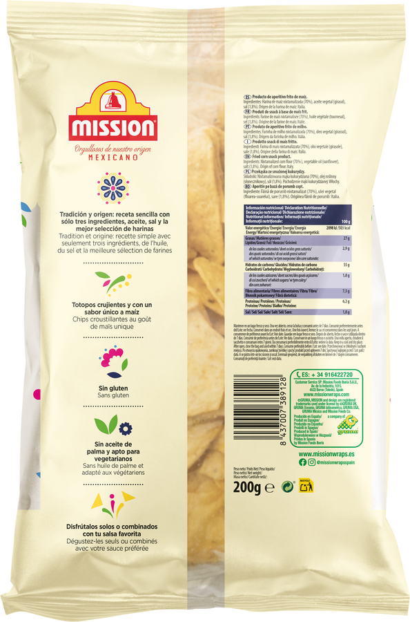 Nachos de maíz con sal Mission 200g