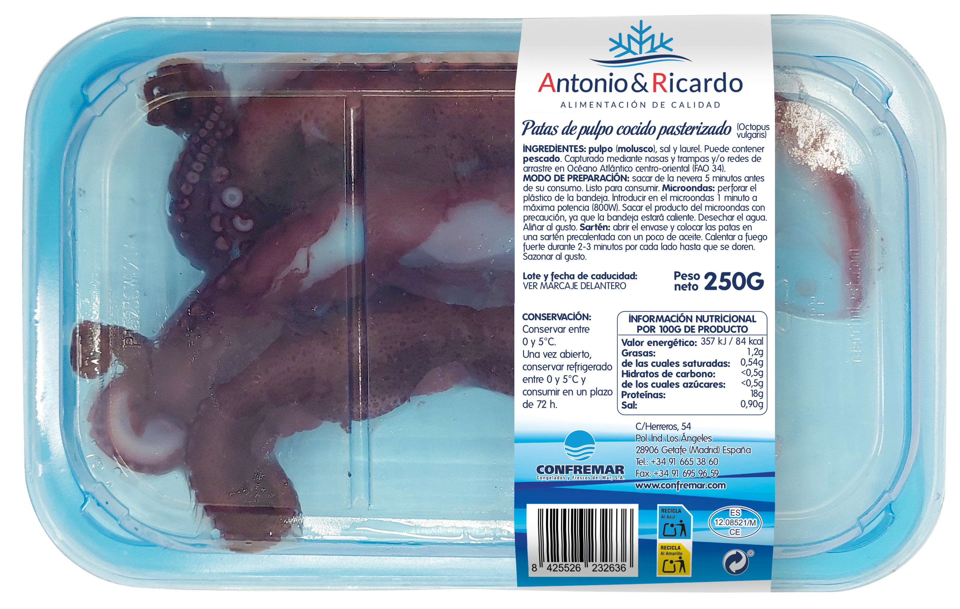 Patas de pulpo Antonio & Ricardo 250g sin gluten