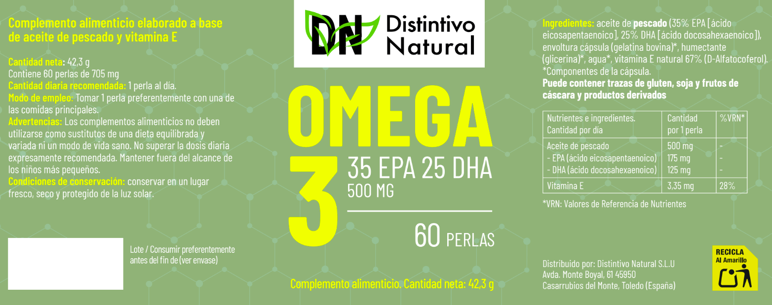 Complemento alimenticio Omega 3 Distintivo Natural 30 cápsulas