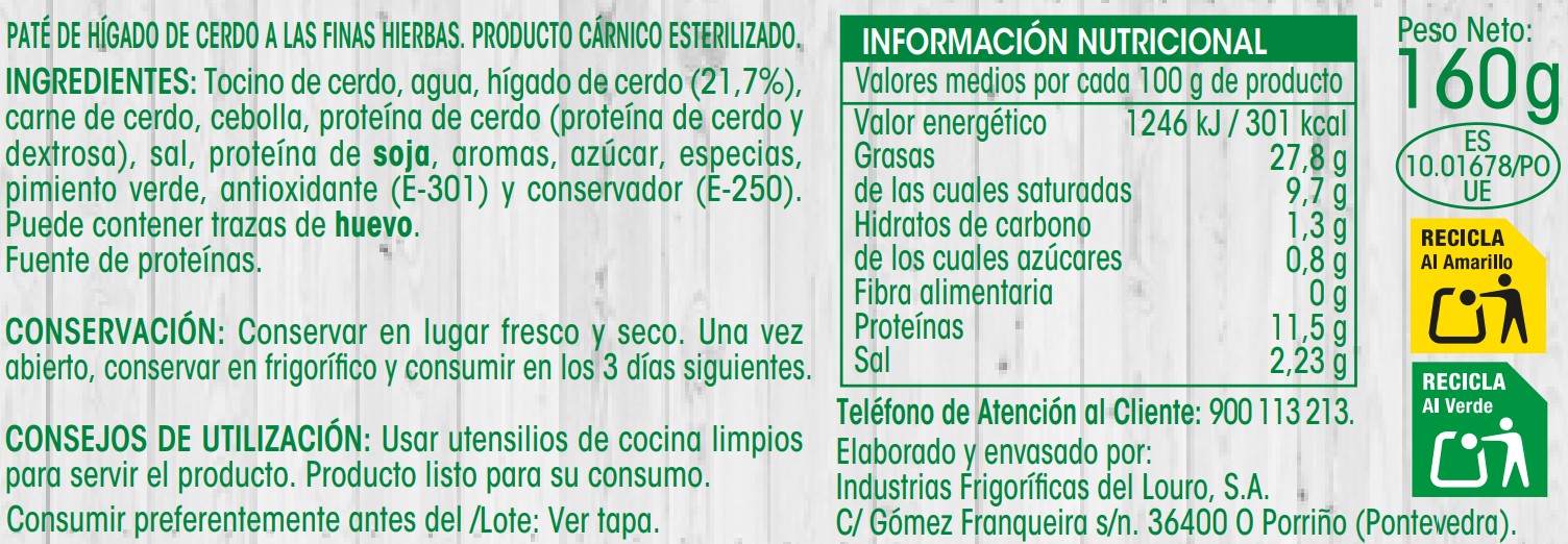 Paté a las finas hierbas Alipende 160g