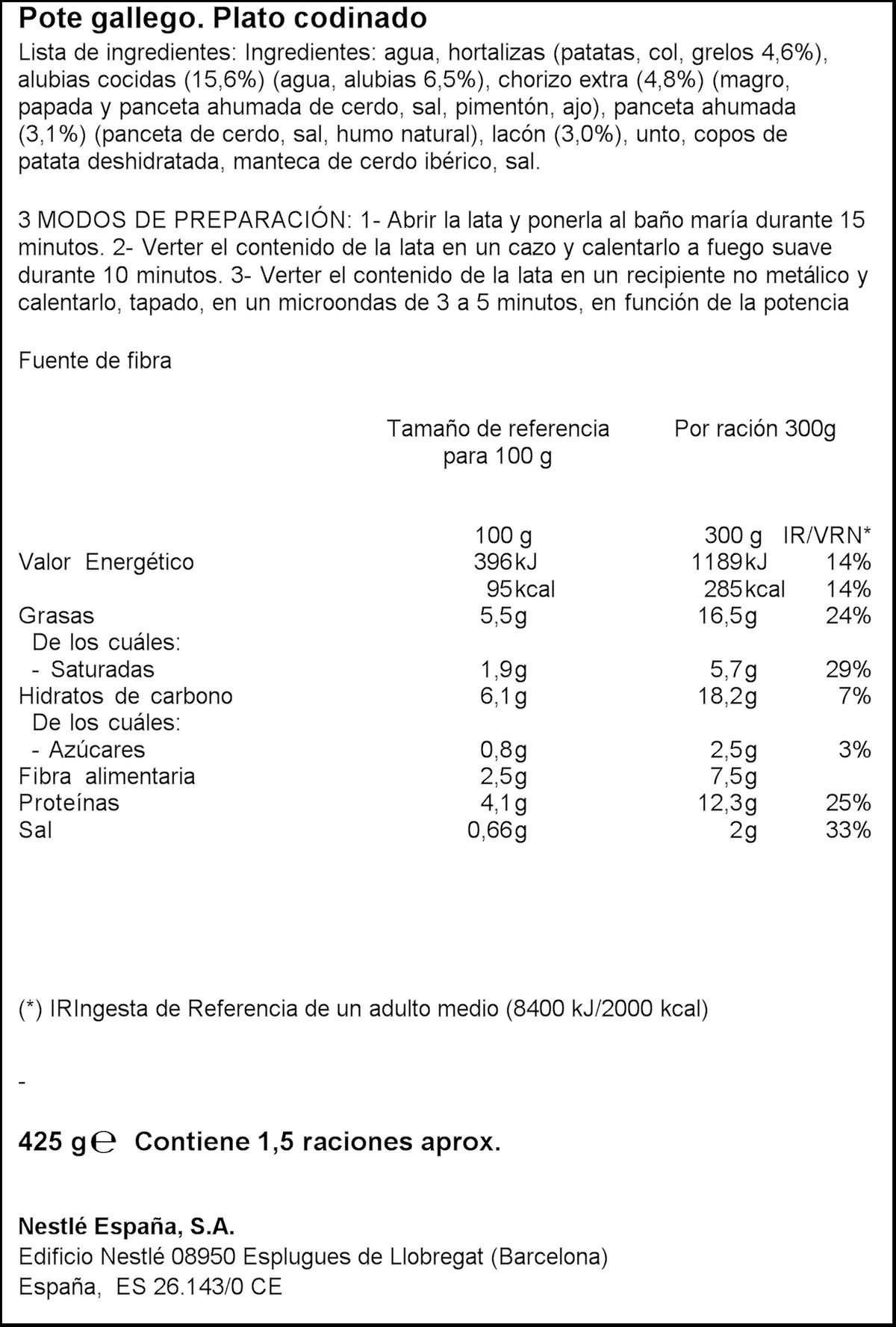 Pote gallego Litoral 430g