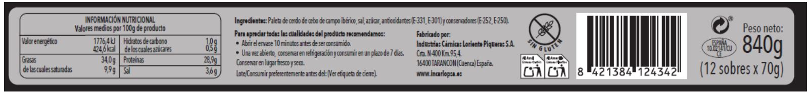 Jamón de cebo de campo 50% raza ibérico Lasencia Al corte