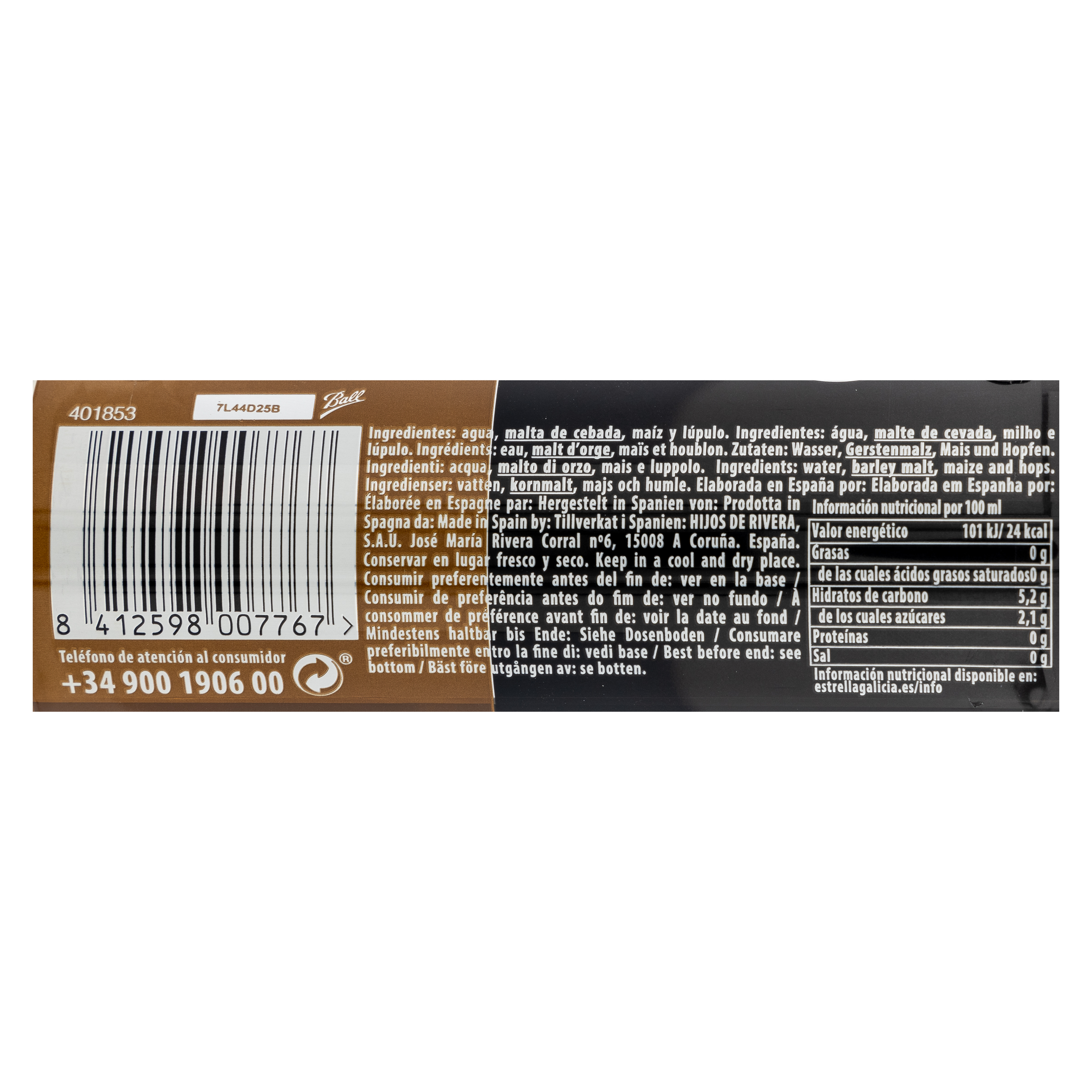 Cerveza 0,0% Estrella Galicia tostada 33cl