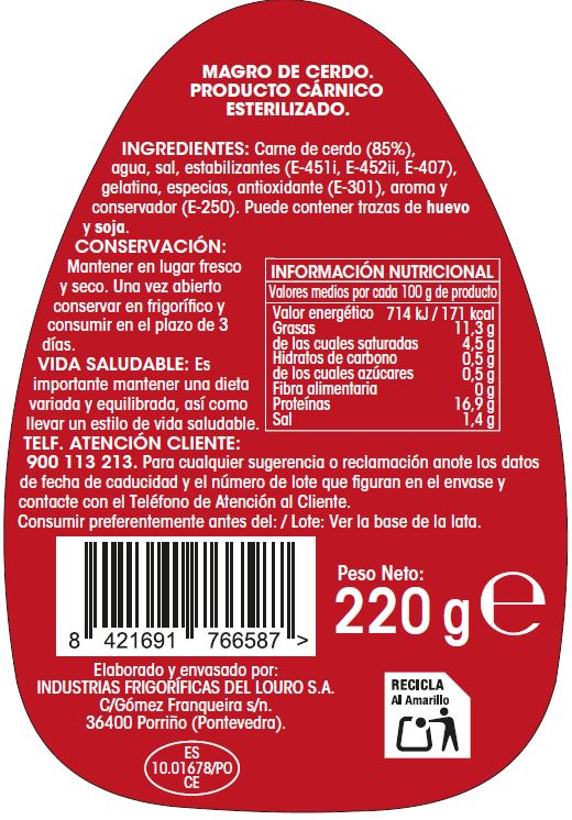 Magro de cerdo Alipende 220g
